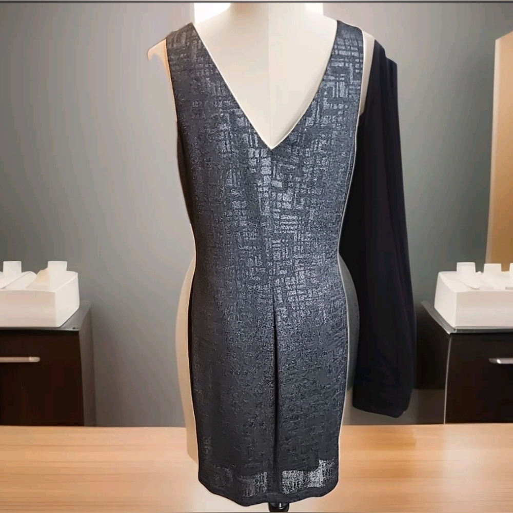 VTG Andrea Polizzi for Rex Lester Black Textured Sheath Dress - Size 10 - Picture 3 of 5